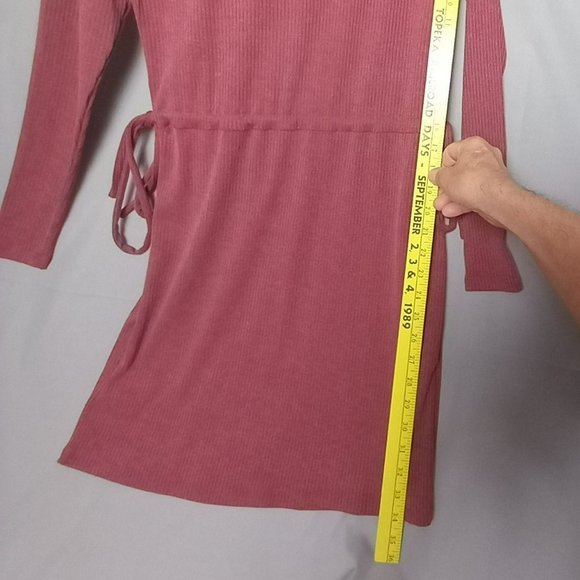 Charles Henry Mini Tie Waist Soft Ribbed Long‎ Sleeved Casual Dress Sz XS - Picture 8 of 8